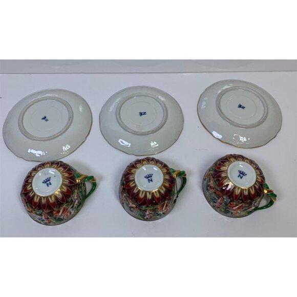 Antique RARE Capodimonte Italy Cherub Sea Serpent Twist Handle 6 Cups & Saucers! - Picture 9 of 16
